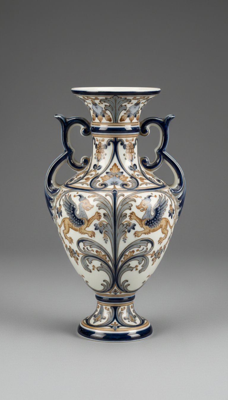 Victorian porcelain vase with hand-painted motifs