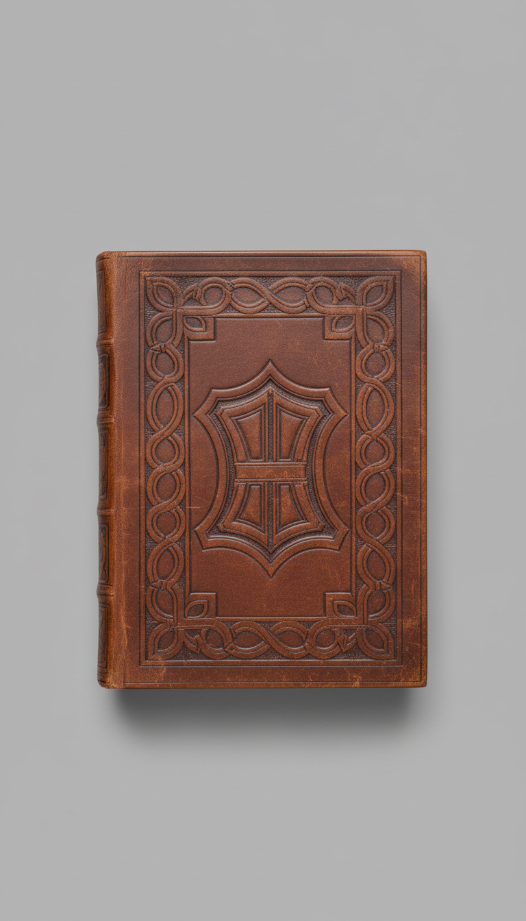 Antique leather-bound ledger with embossed cover